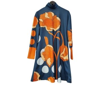 Stylewe Dress Orange Blue Floral Size M